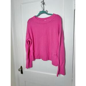 Gap Hot Pink Women's Boxy Scandi Preppy Crewneck Sweater Size XL Girly Feminine